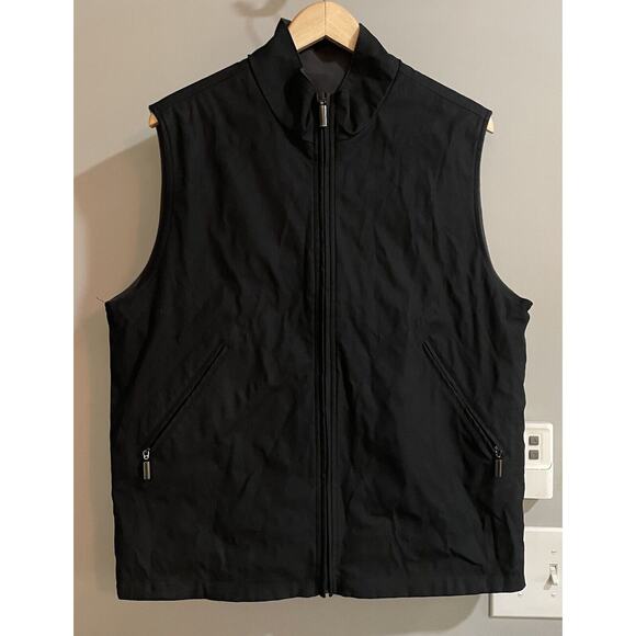 Johnston & Murphy Vest Fleece Lined Reversible Soft Shell Zip Up Mens Large - Picture 1 of 7